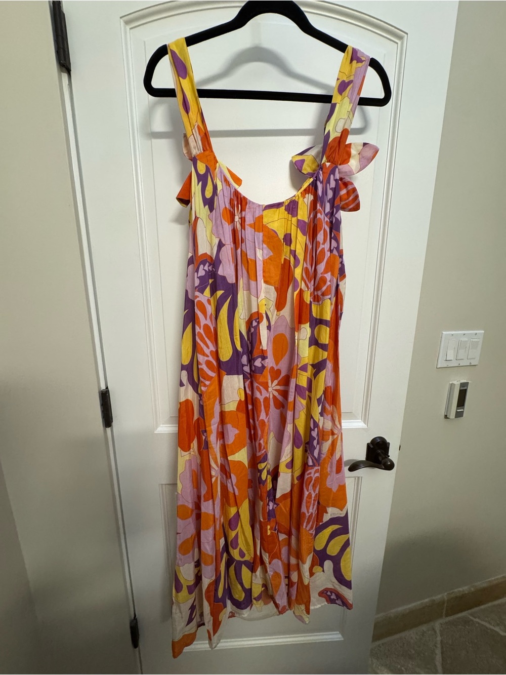FARM Rio Multicolor Floral Print Tie-Strap Maxi Dress XS